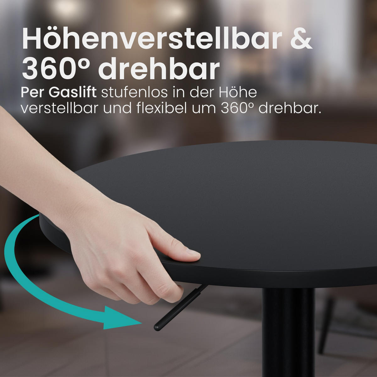 STEHTISCH rund 52 cm Holz Schwarz/Schwarz - Schwarz, Holz/Metall (52/52/70cm) - CLP