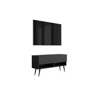TV-LOWBOARD 100 cm Mattschwarz, schwarze schräge Beine, 100 × 32 × 52 cm - Schwarz, Holzwerkstoff (100/52/32cm) - 3XE LIVING