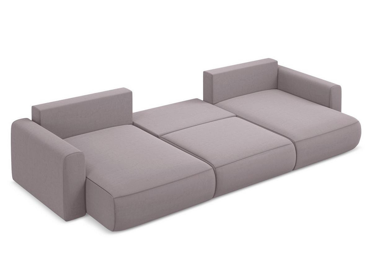 WOHNLANDSCHAFT Samt Stoff Violett - Lila/Flieder, Kunststoff/Textil (340/82/149cm) - Makamii