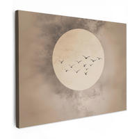 LEINWANDBILD Vogel - Beige - Japanisch 40x30 cm - Taupe, Textil (40/30cm) - MuchoWow