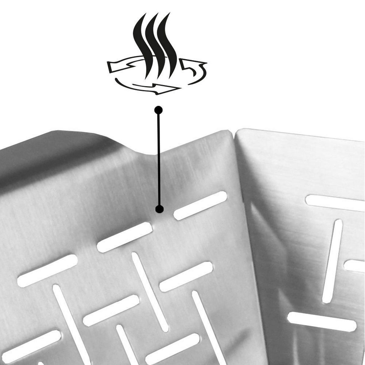 GRILLKORB AUS EDELSTAHL MIT 2 IN 1 BAMBUSBRETT - Edelstahlfarben, Metall (29.6/23.1/10.8cm) - Stoneline