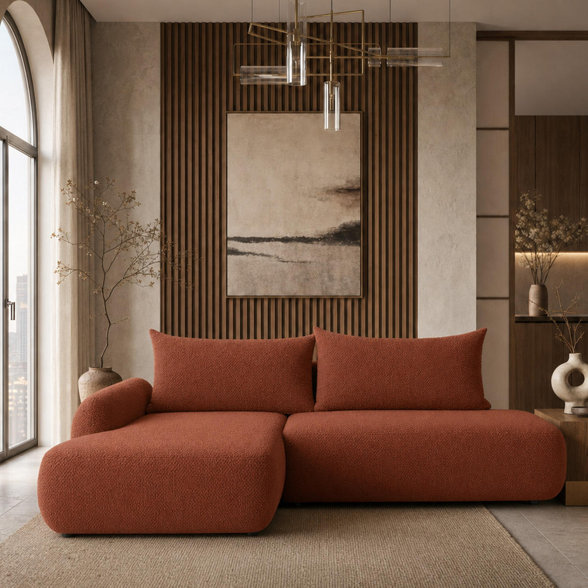 ECKSOFA Munduk I mit Schlaffunktion, Dunkelorange - Dunkelorange, Textil (302/184cm) - Fedve