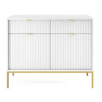 SIDEBOARD Vellore Weiß mit goldenen Metallbeinen 104 cm - Goldfarben/Weiß, Holzwerkstoff/Metall (104/83/39cm) - Selsey