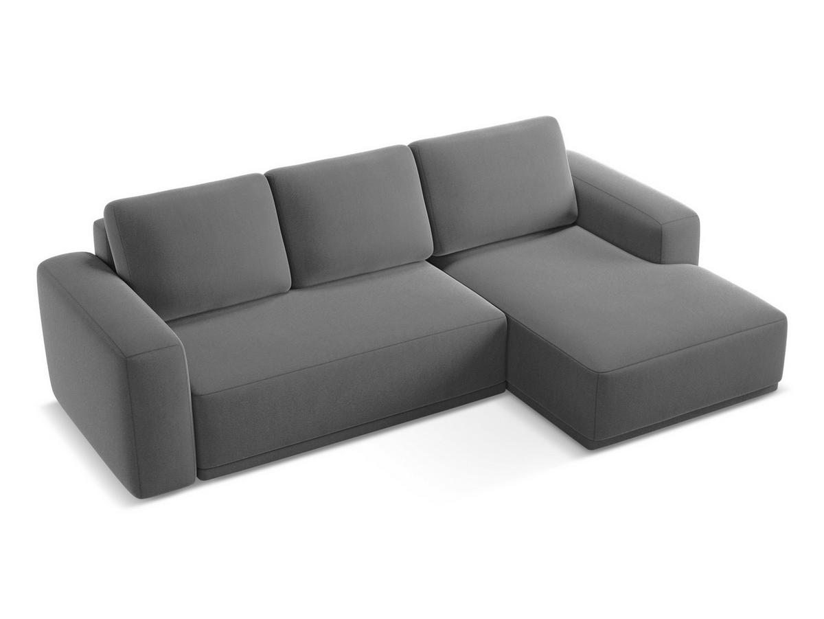 ECKSOFA mit Schlaffunktion Samt Stoff Grau - Schwarz/Grau, Kunststoff/Textil (258/160cm) - Makamii