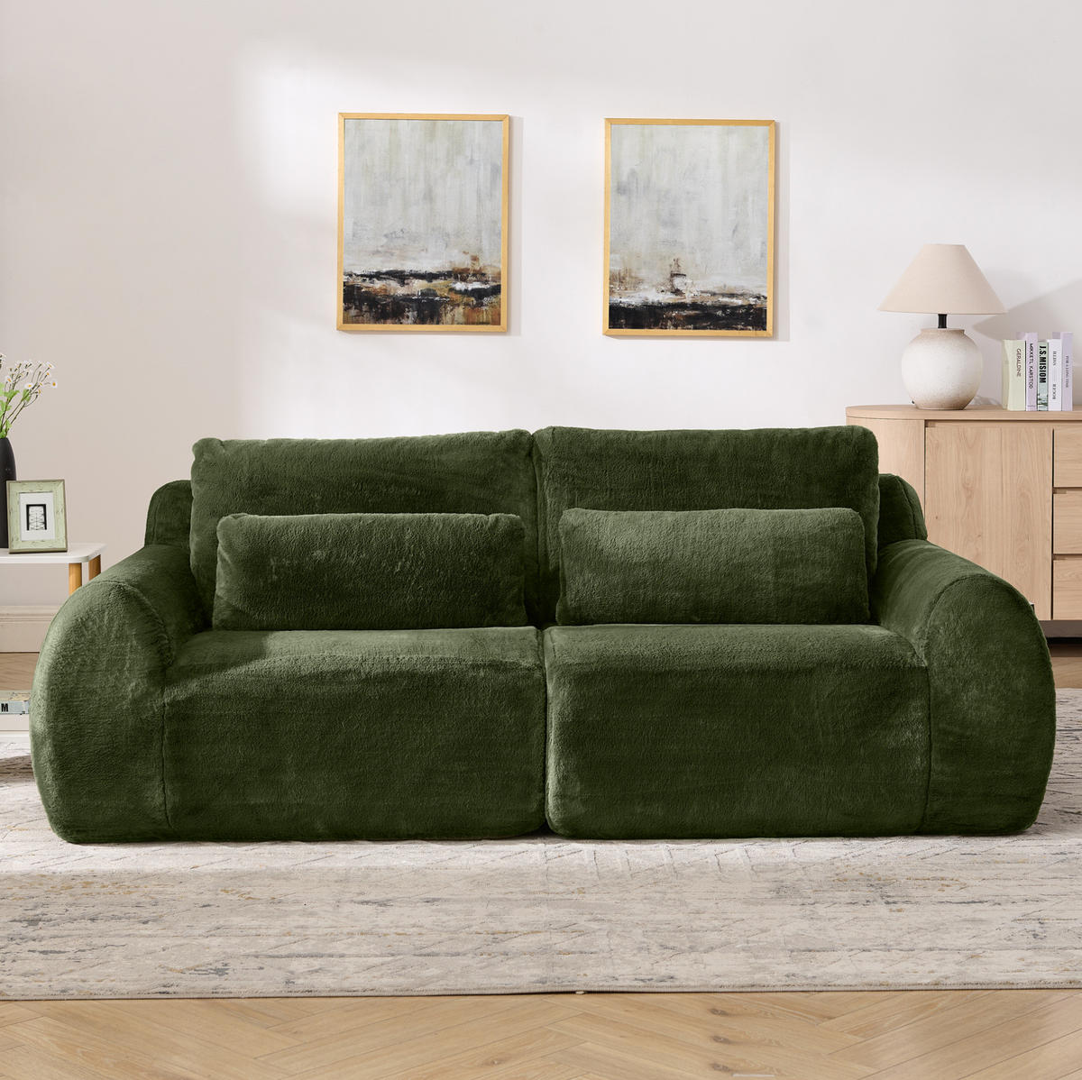 SOFA mit USB-Anschluss 2-Sitzer Green - Grün, Kunststoff (208/81/101cm) - Meubliv