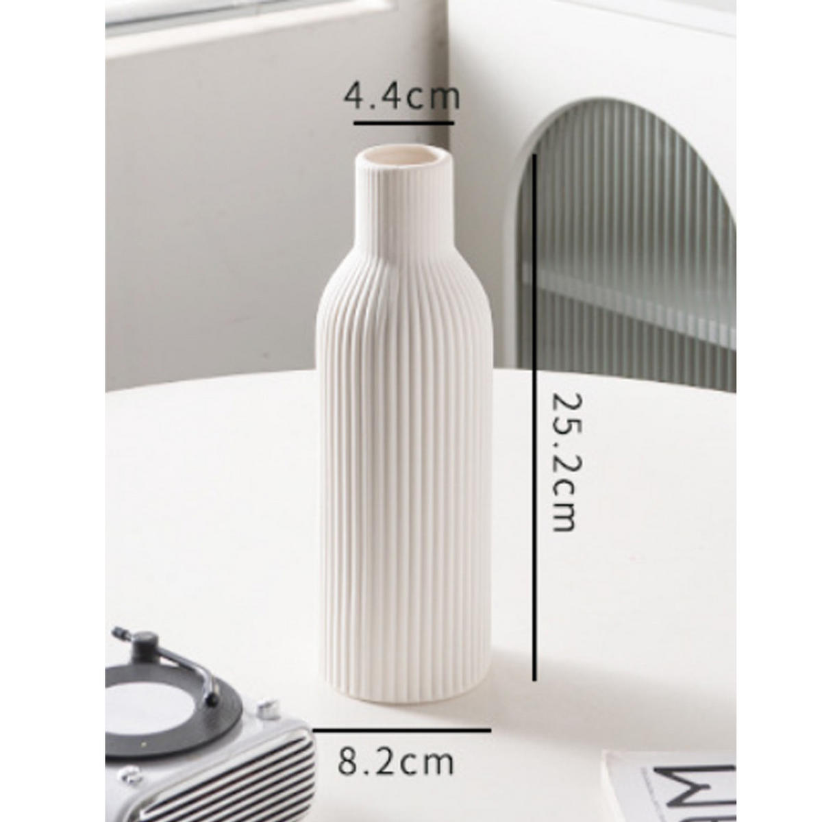 VASE 8 x 20 cm Keramik - Weiß, Keramik (20cm) - LIBRATON