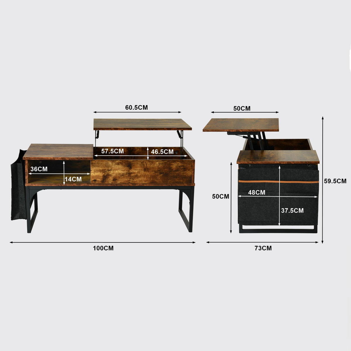 COUCHTISCH MDF in Braun - Braun, Holzwerkstoff (100/48/50cm) - Meubles Cosy