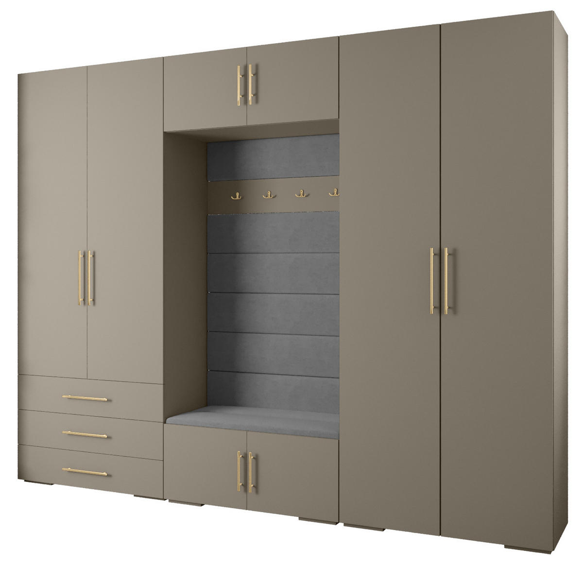 GARDEROBEN-SET 236,7/300/47 - Kaschmir/Goldfarben, Holz/Metall (300/236.7/47cm) - Abiks Möbel