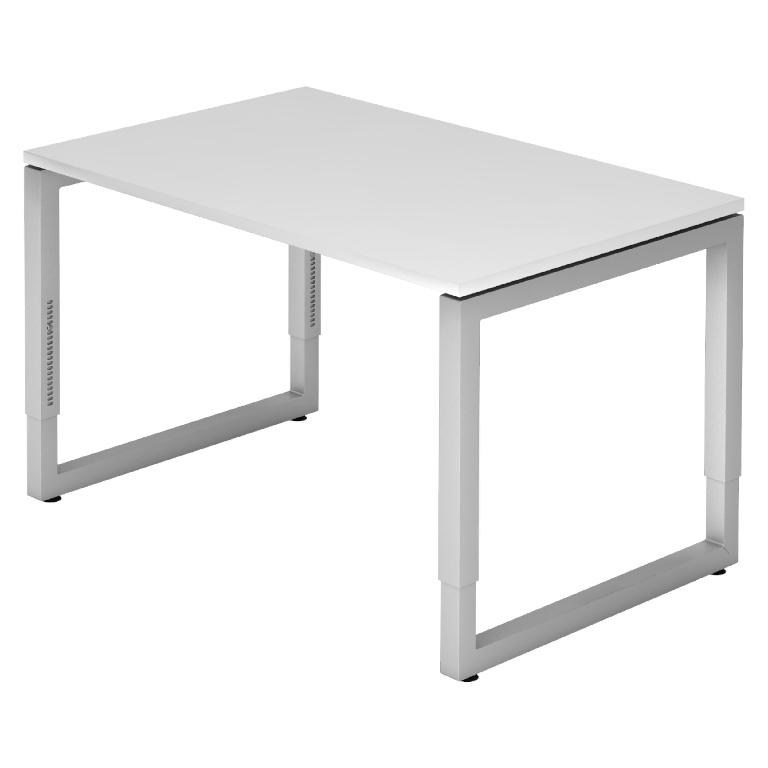 SCHREIBTISCH Serie-R 80/120/74 cm in Weiß/Silberfarben - Silberfarben/Weiß, Holzwerkstoff (80/120/74cm) - bümö