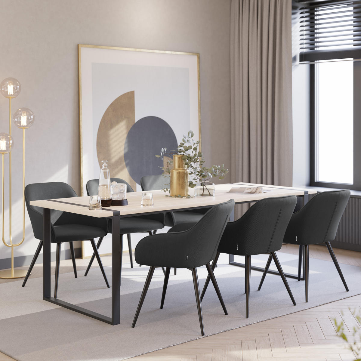 ESSZIMMERSTUHL 6er Set Marilyn 58 x 62 x 82 cm anthrazit/schwarz - Anthrazit/Schwarz, Kunststoff (62/82/58cm) - tectake
