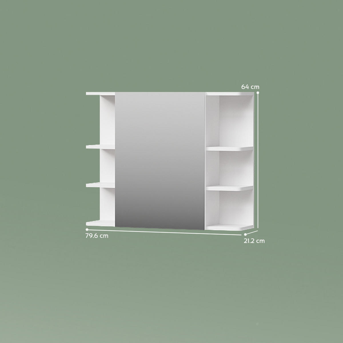 BADSPIEGELSCHRANK Fucino Weiß 79.6 x 64 cm - Weiß, Holzwerkstoff (79.6/64/21.2cm) - Livinity®