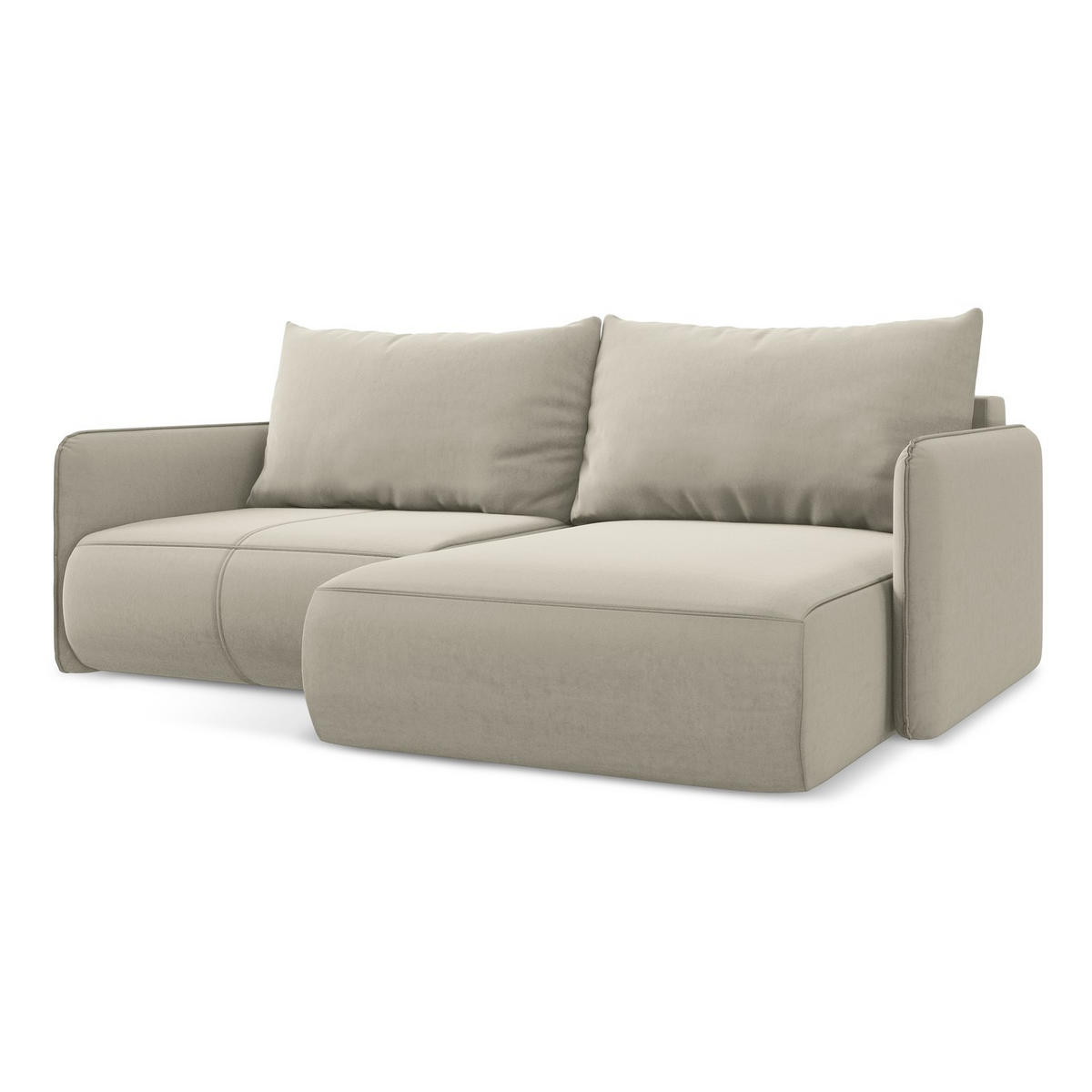 ECKSOFA mit Schlaffunktion Samt Stoff Creme - Perlmutt/Creme, Kunststoff/Textil (207/148cm) - LaMiaSofa