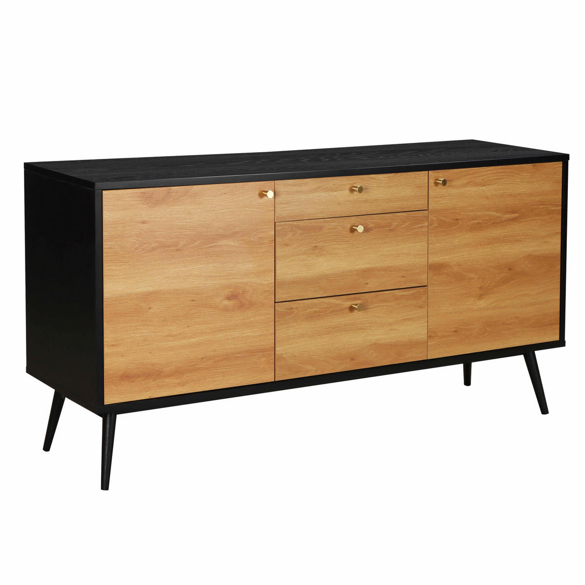 SIDEBOARD, Schwarz - Schwarz, Holz (40/75/150cm) - Oviala