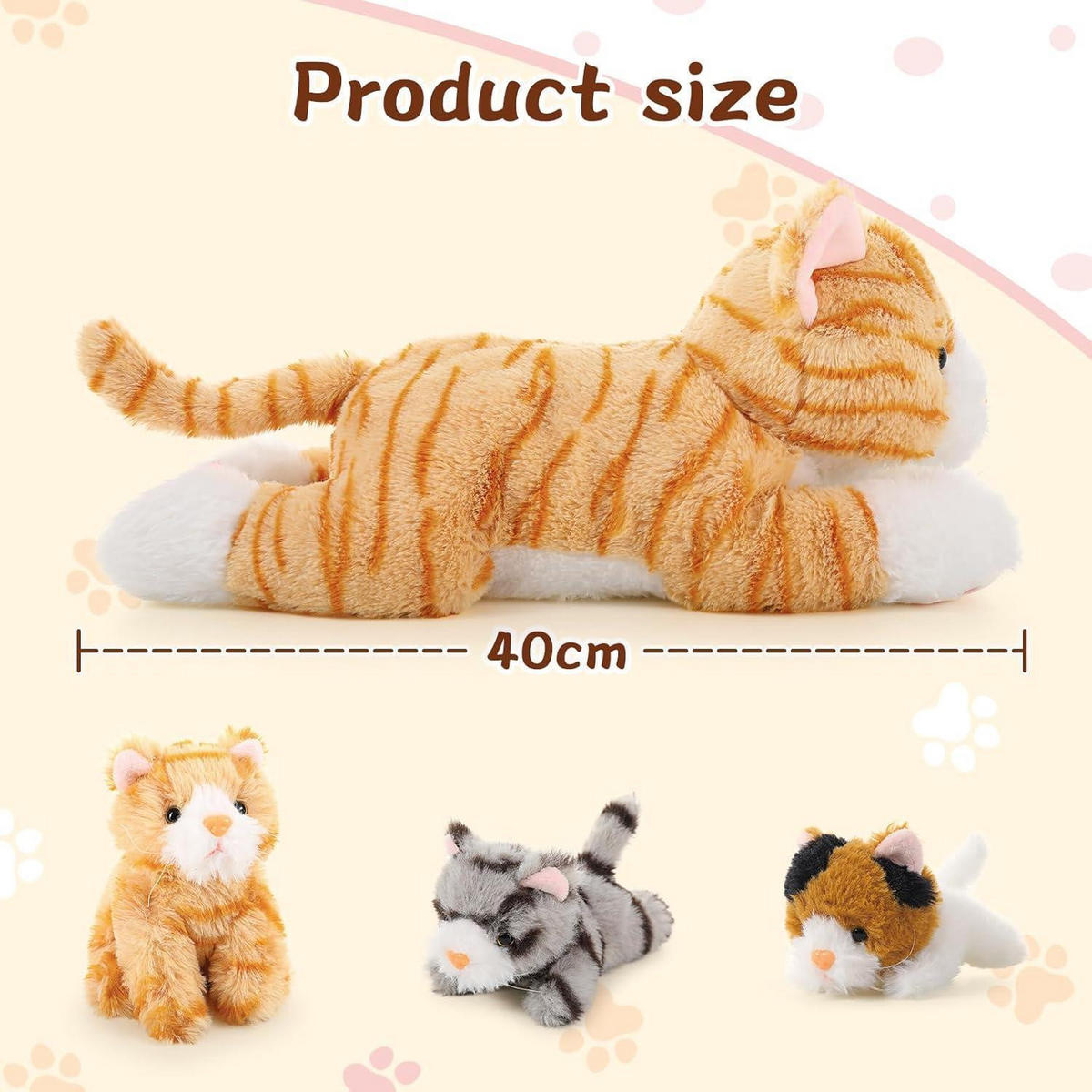 PLÜSCHTIER Katze mit 3 Babys 40 cm - Multicolor, Textil (18/40cm)