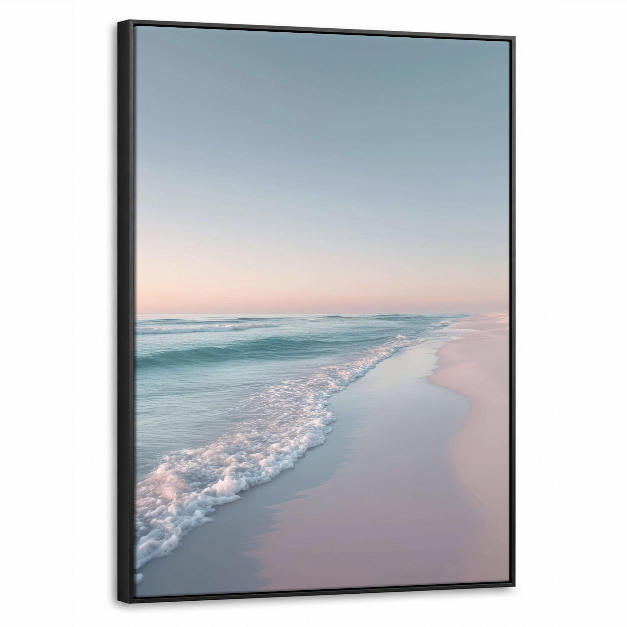 LEINWAND Bilder mit Rahmen - Küstenlinie - Pastell - Wasser - 50x70 - Pastellblau, Textil (50/70cm) - MuchoWow
