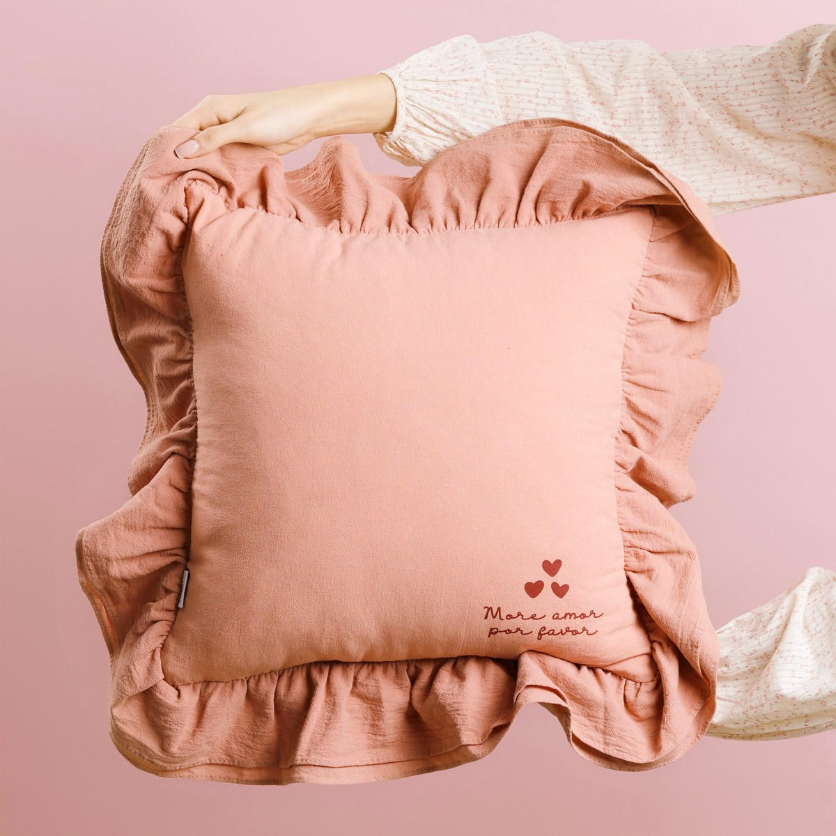 KOPFKISSENBEZUG Cherish Love Baumwolle 45/45 cm - Rosa, Textil (45/45cm) - Homla