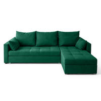 ECKSOFA Universelle L Form Elif Grün 220/140/85 cm stilvolle mit Schlaffunktion - Silberfarben/Grün, Kunststoff/Textil (220/140cm) - AX Living