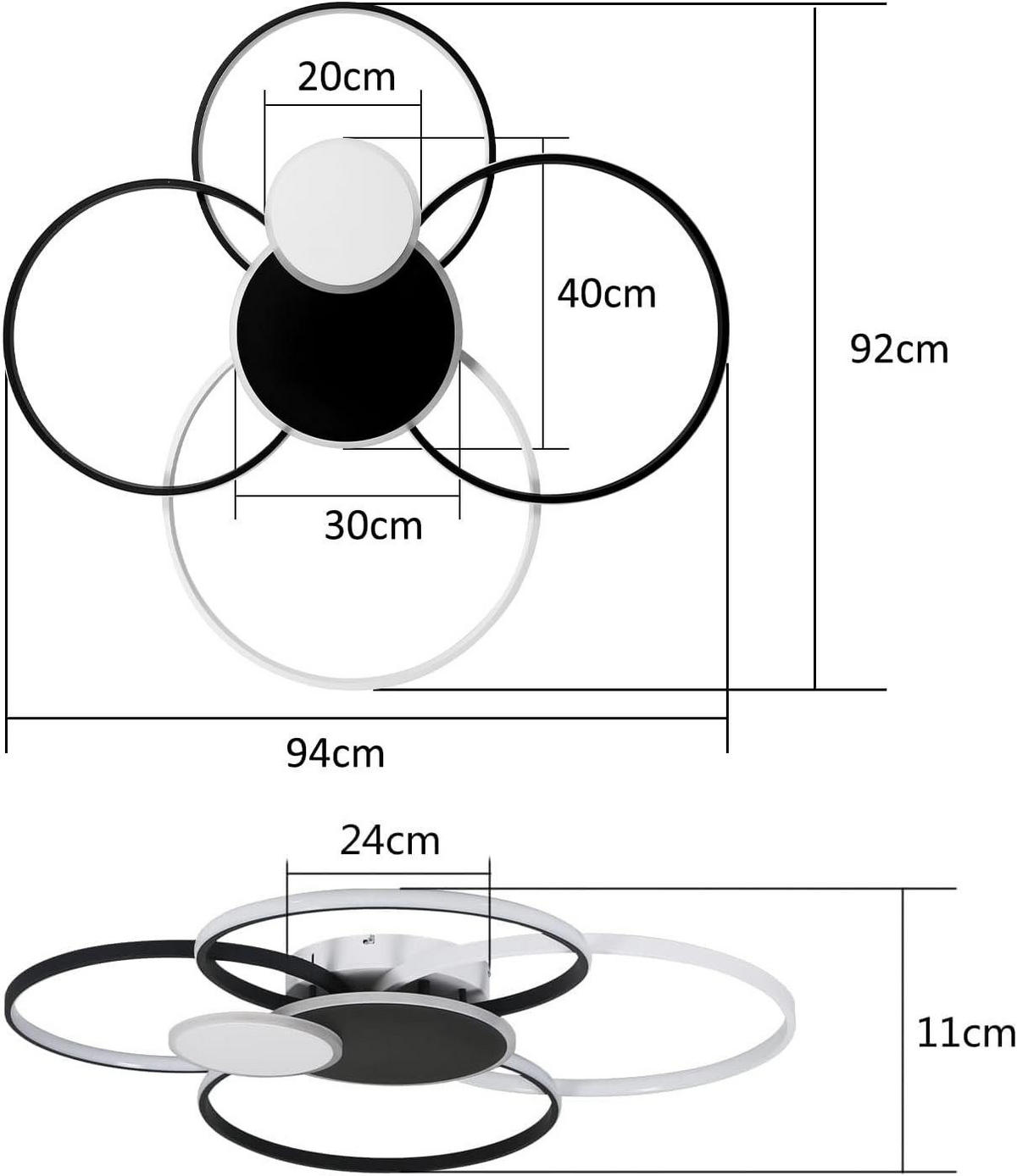 LED-DECKENLEUCHTE Christian 94/92/11 cm - Schwarz/Weiß, Kunststoff (94/92/11cm) - Nettlife