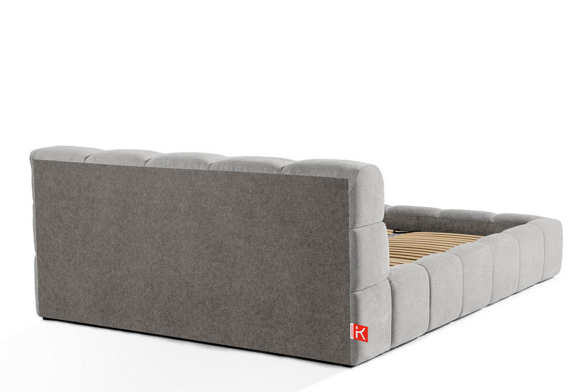 POLSTERBETT AERI 140/160/180/200 mit Rahmen und Bettkasten, hellgrau - Hellgrau, Holz/Holzwerkstoff (160/200cm) - KONSIMO®