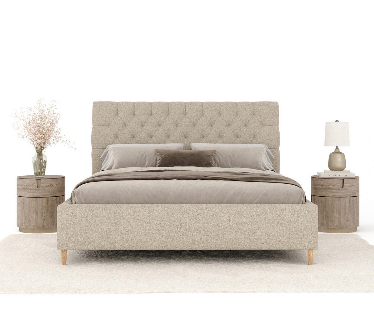 POLSTERBETT Vezzola Beige 120/200 cm im Webstoff - Beige/Naturfarben, Holz/Holzwerkstoff (120/200cm) - Maison de Reve