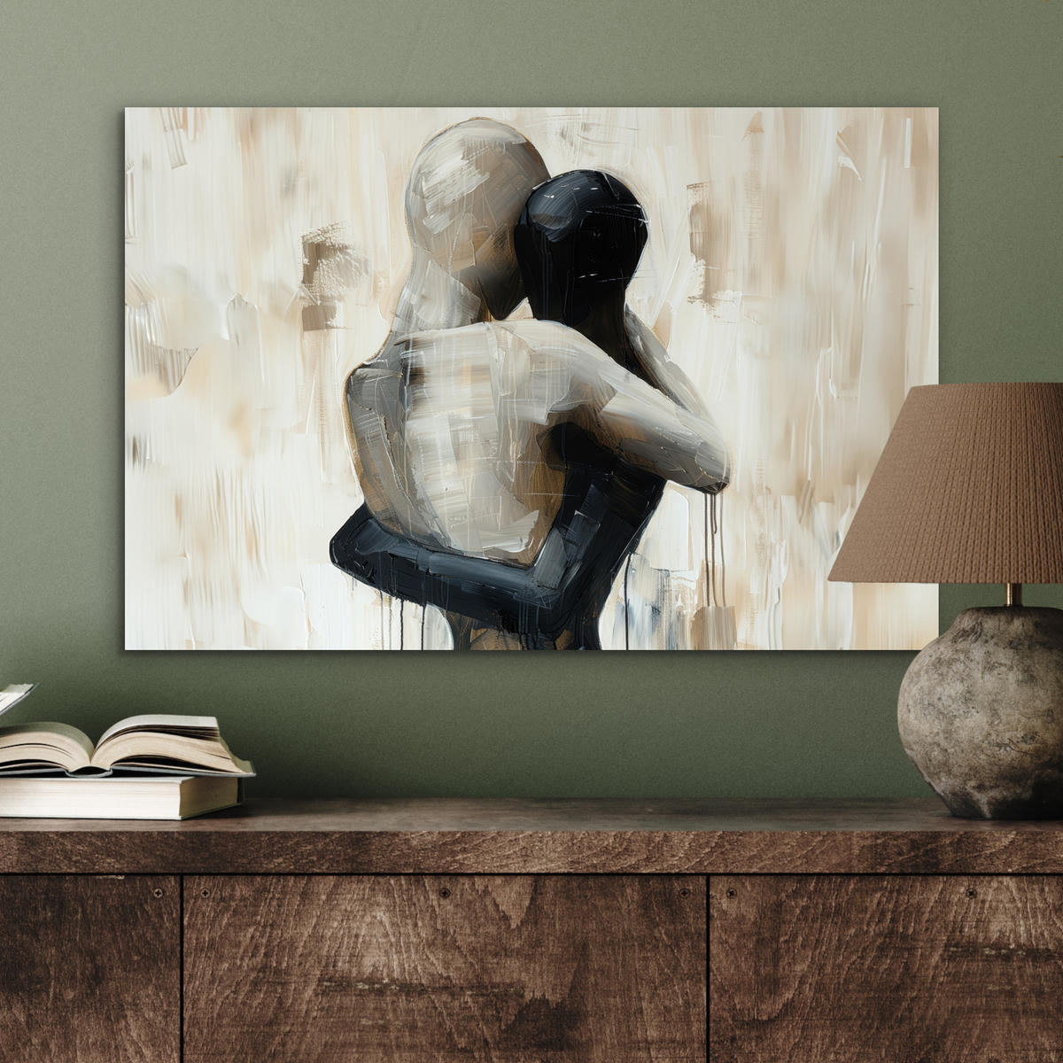 METALLBILD Abstrakt - Liebe - Schwarz und weiß - Modern 60x40 cm - Schwarz, Metall (60/40cm) - MuchoWow