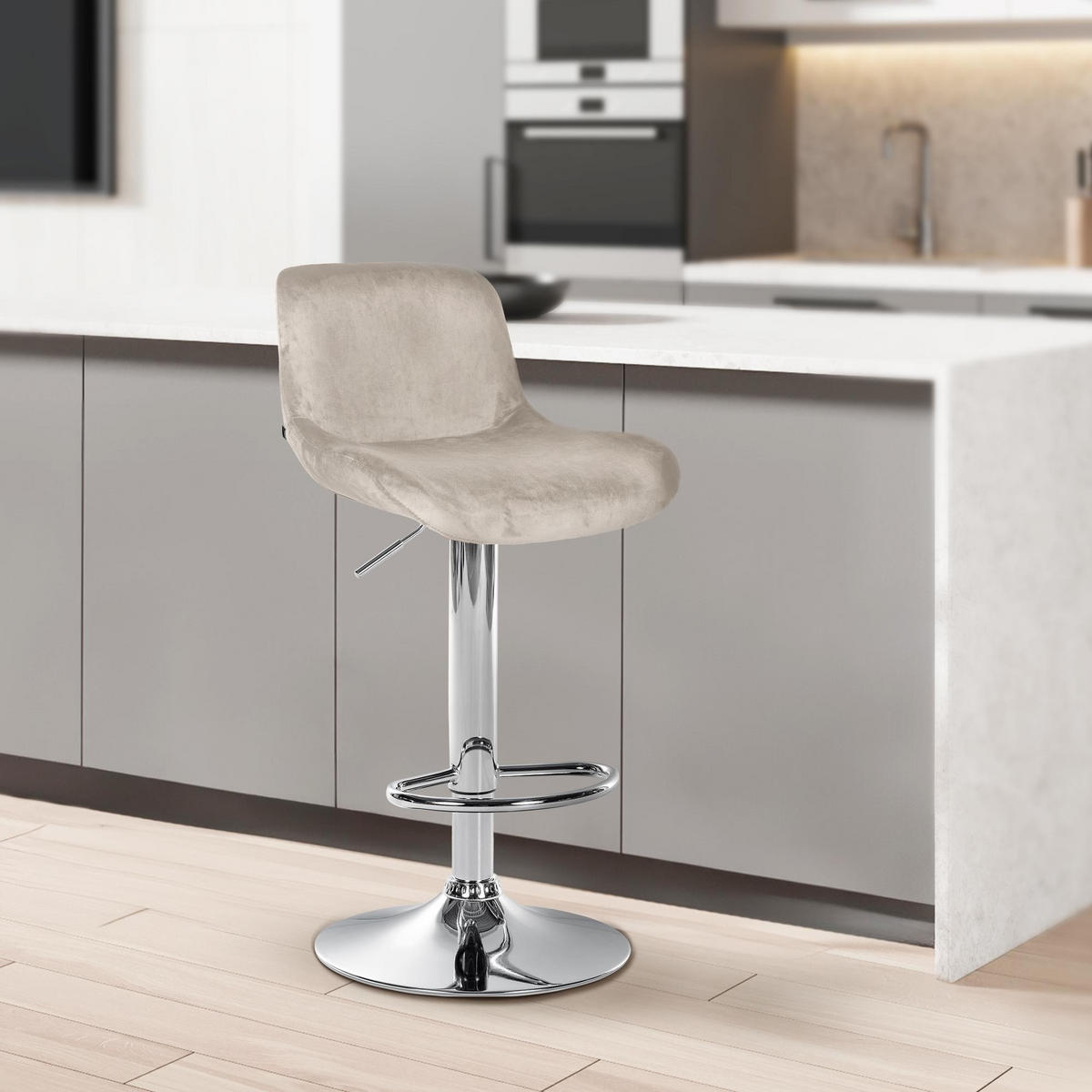 BARHOCKER Solon höhenverstellbar 85-106 cm creme - Creme, Textil (50/85/50cm) - furnicato