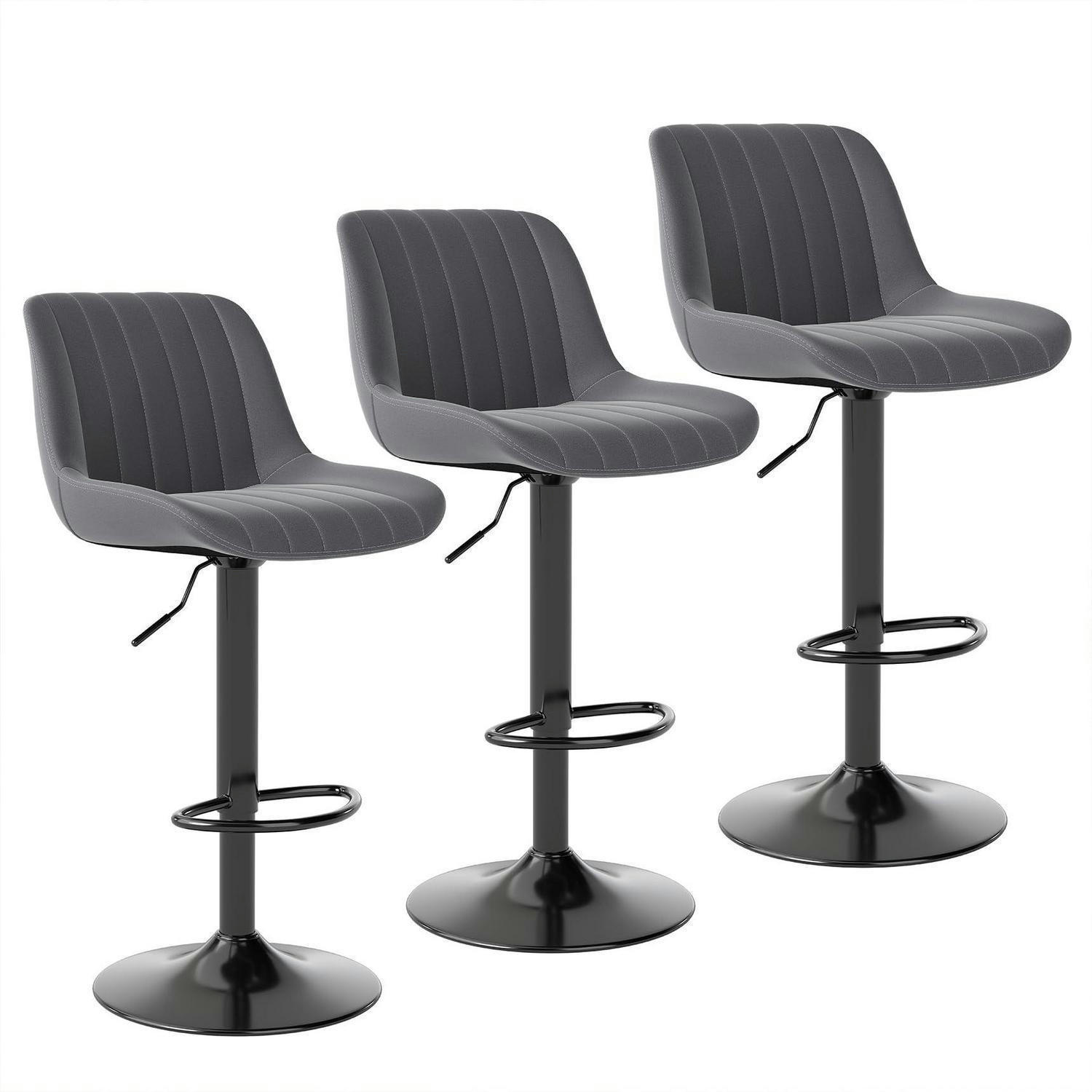 BARHOCKER 3er Set drehbar höhenverstellbar dunkelgrau - Grau, Kunststoff (46/109/37cm)