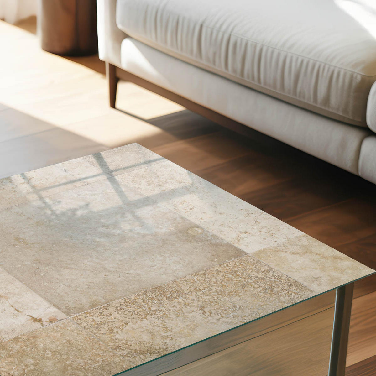 TISCHPLATTE 50x50 cm – Beige Mosaik - Creme, Glas (50/50/0.4cm) - Wallfluent