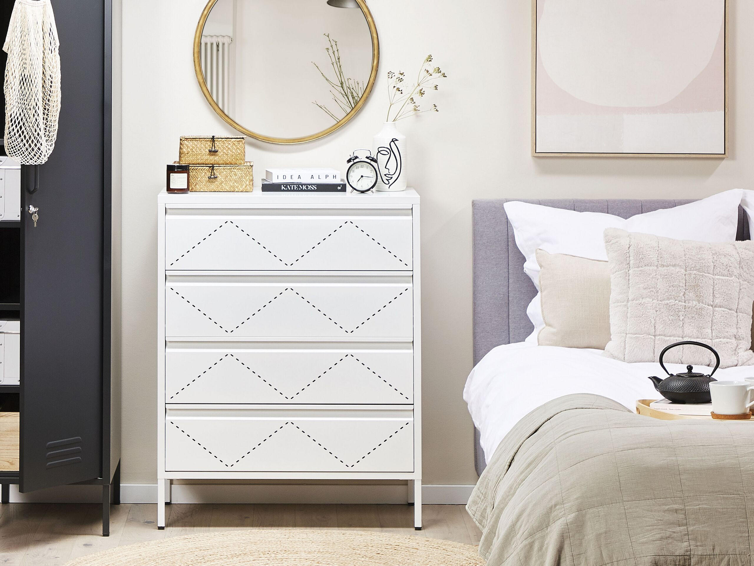 KOMMODE weiß 4 Schubladen Matana - Weiß, Metall (80/102/40cm) - Beliani