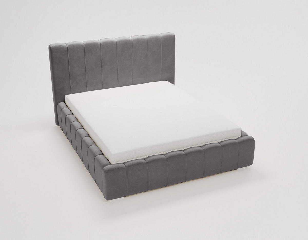 POLSTERBETT 140x200 mit Lattenrost, Bettkasten, Lisbon, Grau - Grau, Holz/Textil (140/200cm) - Emporius
