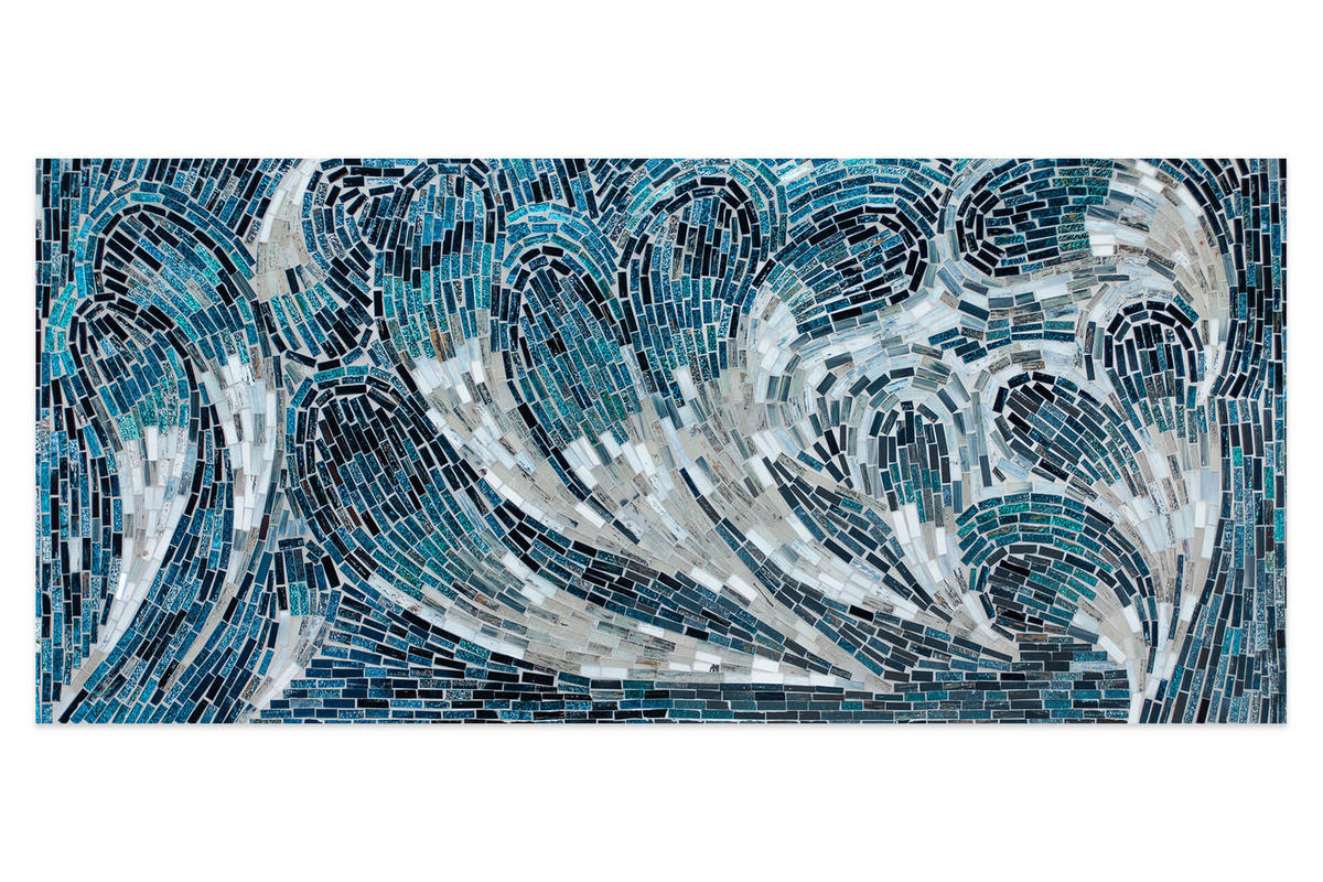 MOSAIK-WANDBILD Blau 100/45 cm - Blau, Glas (4.7/45cm) - KUNSTLOFT