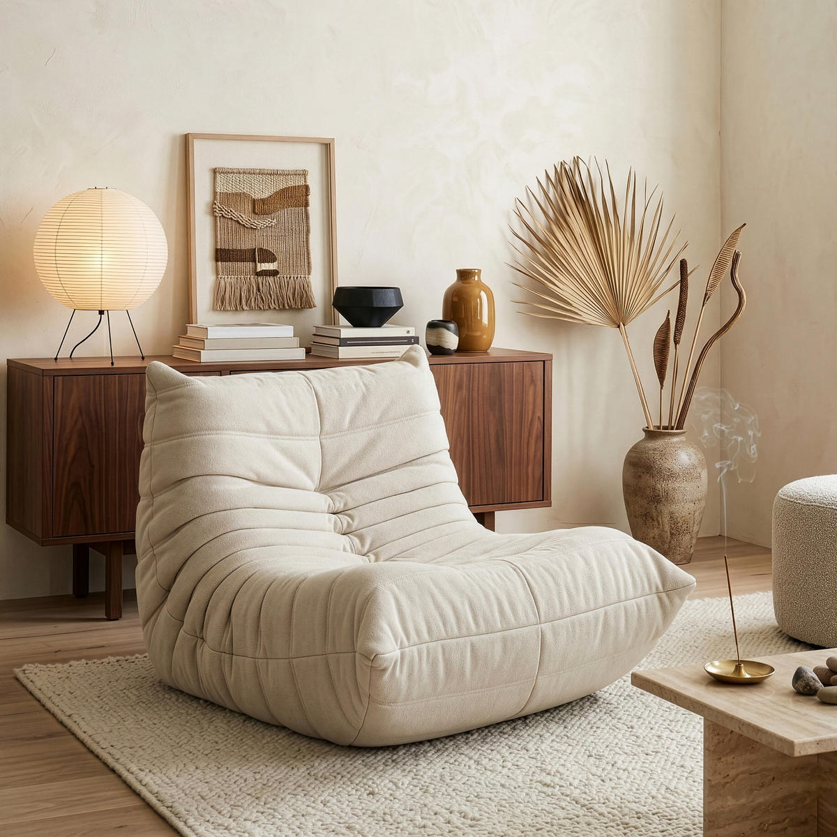 BODENSESSEL Kodsø - Beige, Textil (90/75/100cm) - [en.casa]