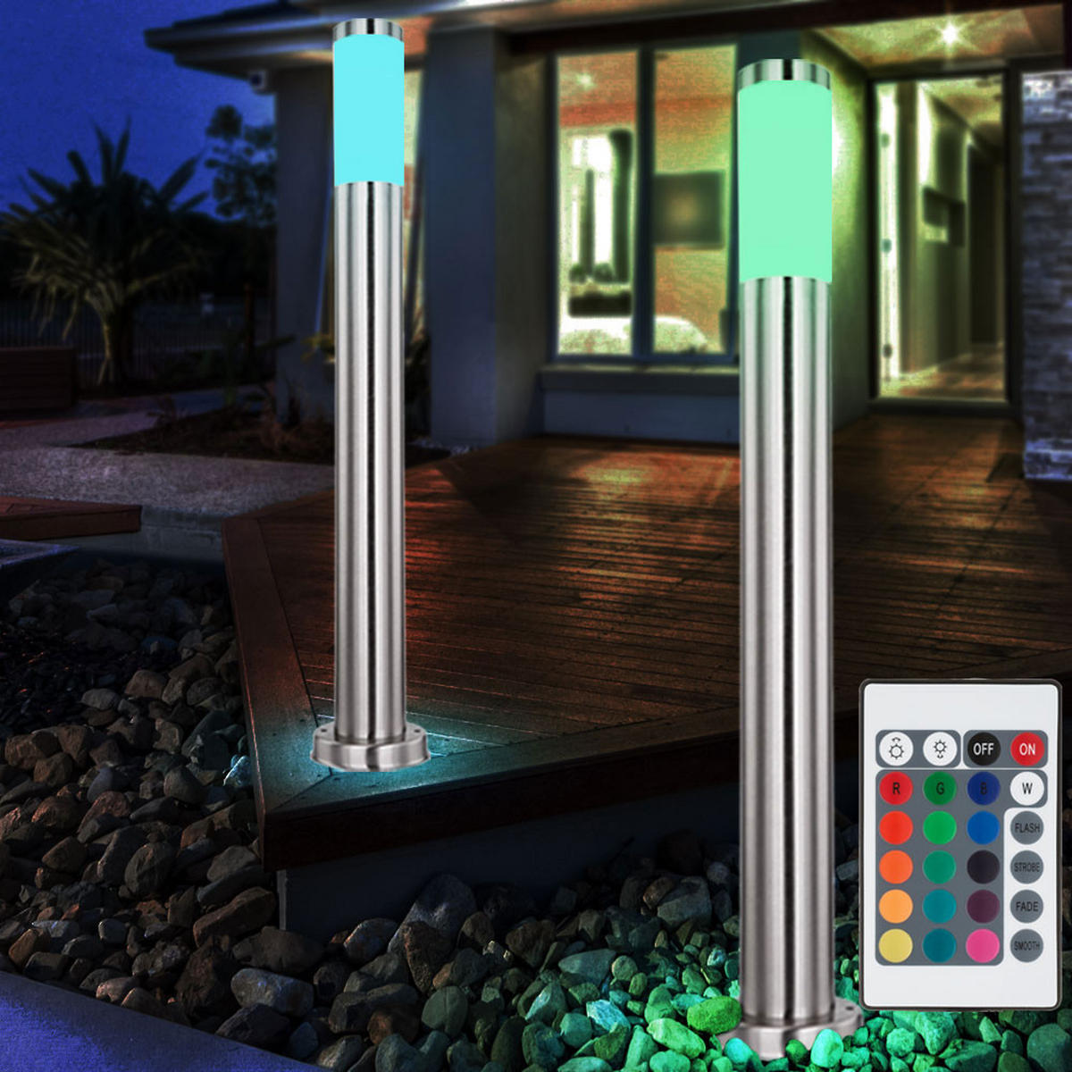 LED WEGELEUCHTE Edelstahl Silber 4er Set - Silberfarben, Metall (11/80/80cm) - Globo Lighting