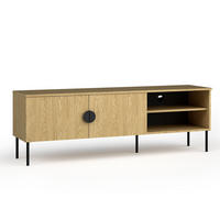 LOWBOARD Brunelli 2T Eiche Baltic 160/54/40 cm – mit offener Ablage - Eichefarben/Schwarz, Holzwerkstoff/Metall (160/54/40cm) - AX Living