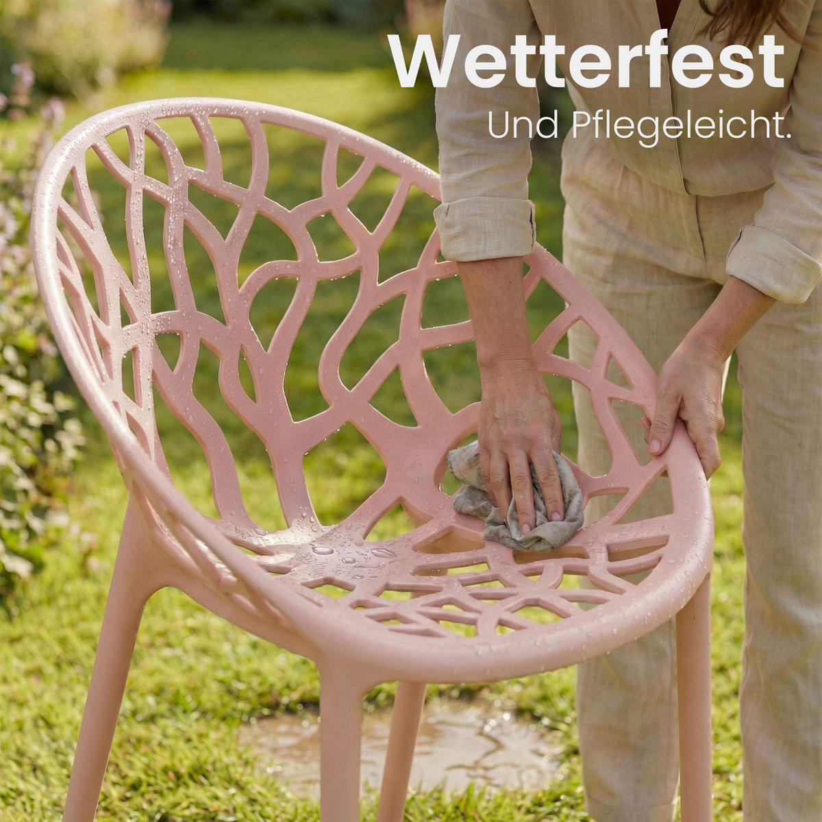 GARTENSTUHL Kunststoff Rosa - Rosa, Kunststoff (59/80/60cm) - CLP