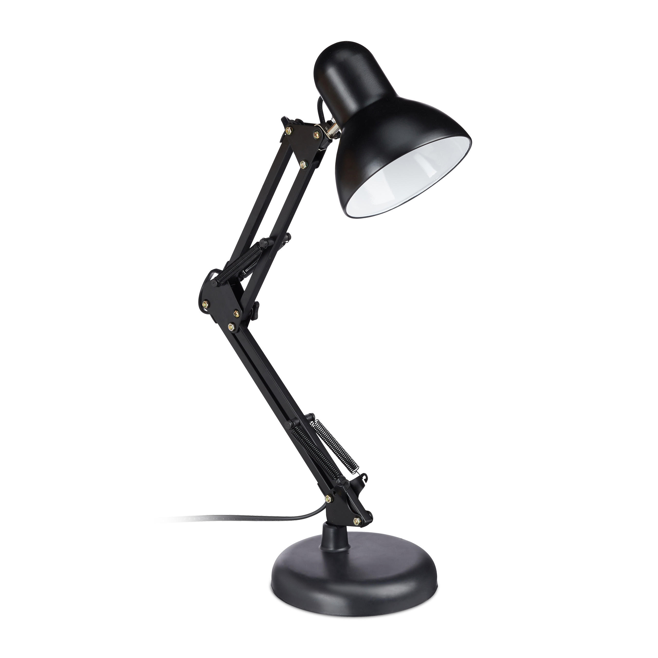 SCHREIBTISCHLAMPE - Schwarz, Kunststoff/Metall (15/28/50cm) - Relaxdays