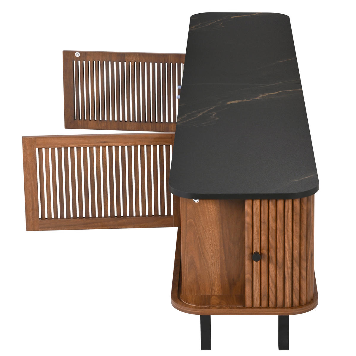 TV-SCHRANK Nussbaum 190/35/45 cm mit Schiebetüren und Gittertüren - Walnussfarben, Karton (35/45/190cm) - PANGIVO