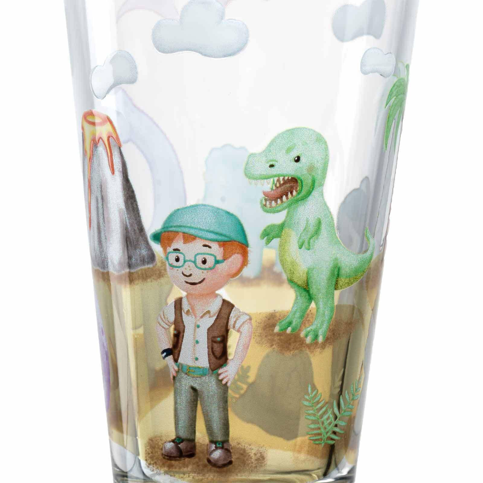 KINDERBECHER Bambini Avventura Dino 215 ml & 300 ml 2er Set - Grün, Glas (0.001L) - Leonardo Living