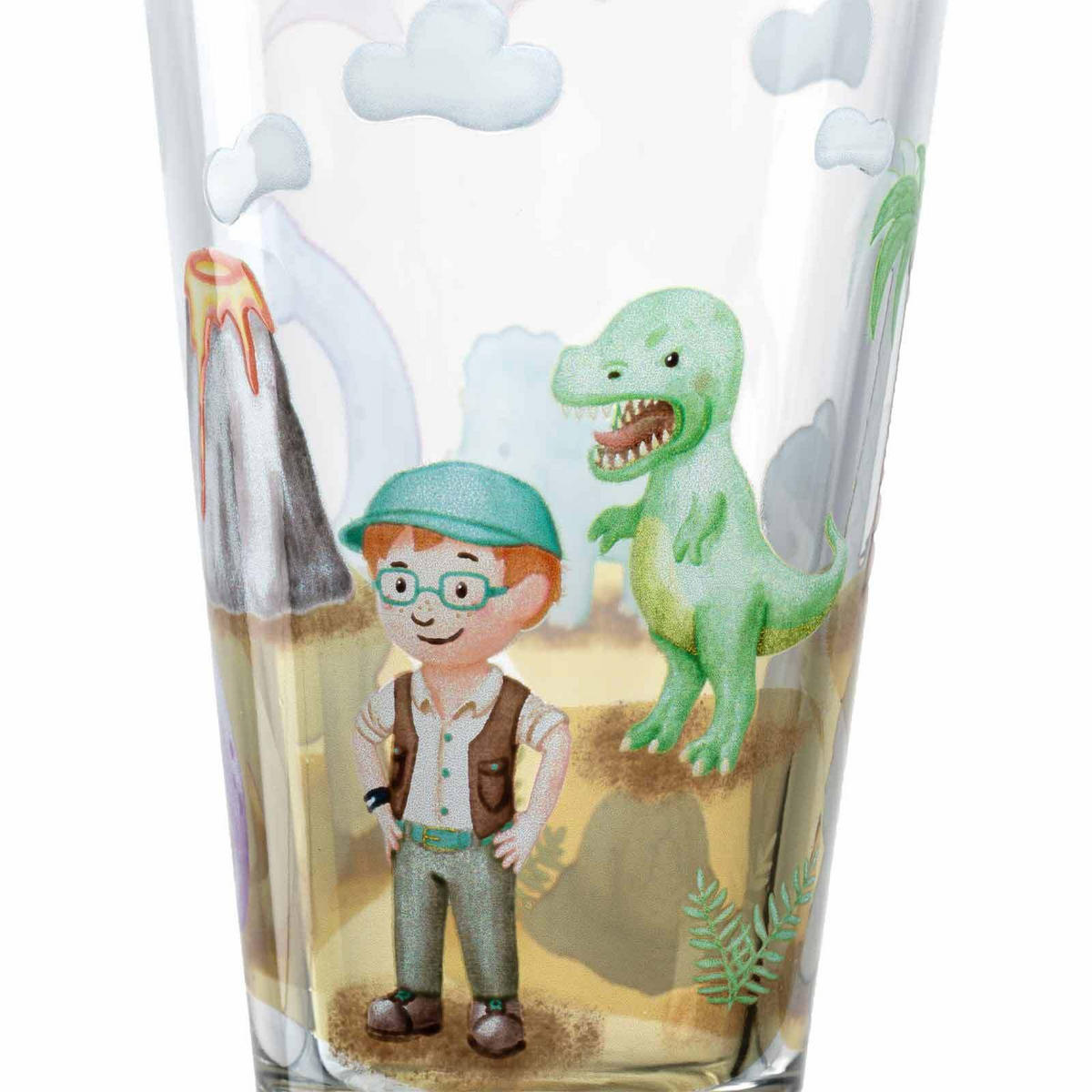 KINDERBECHER Bambini Avventura Dino 215 ml & 300 ml 2er Set - Grün, Glas (0.001L) - Leonardo Living