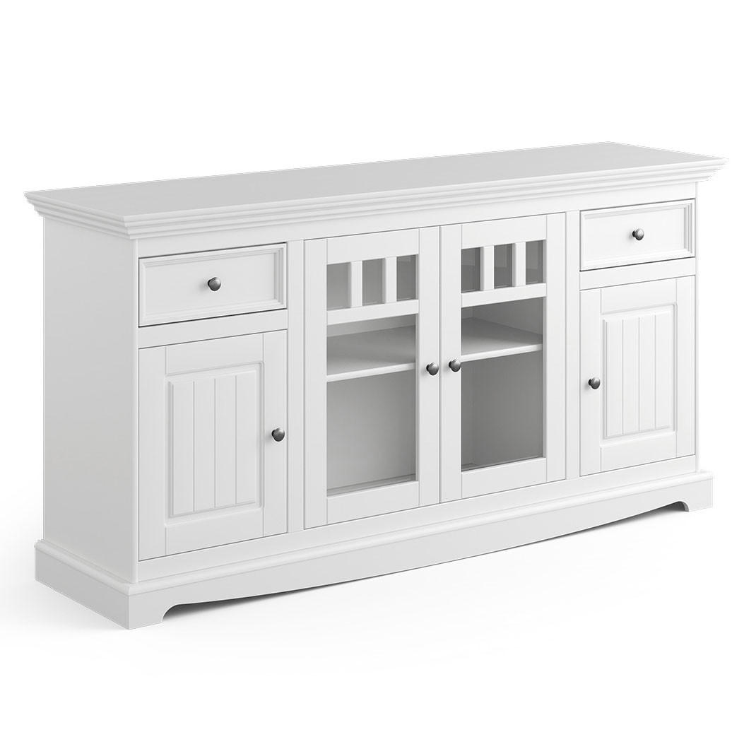 KOMMODE Belluno Elegante 167 / 44 / 85cm Kiefer weiß (RAL9010) lackiert - Weiß, Holz/Metall (167/85/44cm) - Feldmann-Wohnen
