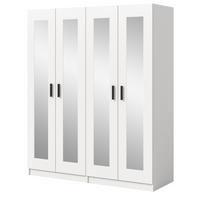 KLEIDERSCHRANK in weiß 160 x 194 cm skandinavisch, Drehtürenschrank 4-türig mit Spiegel - Schwarz/Weiß, Glas/Holzwerkstoff (160/194/56cm) - Inn.Furn