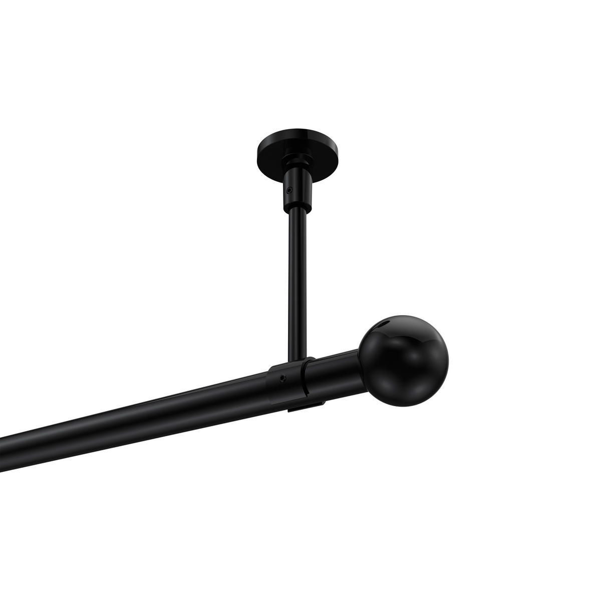 GARDINENSTANGE Sonette Luino 540 cm (geteilt in 3 x 180 cm), 1-läufig, 20 mm Ø Schwarz - Schwarz, Metall (540cm) - INTERDECO