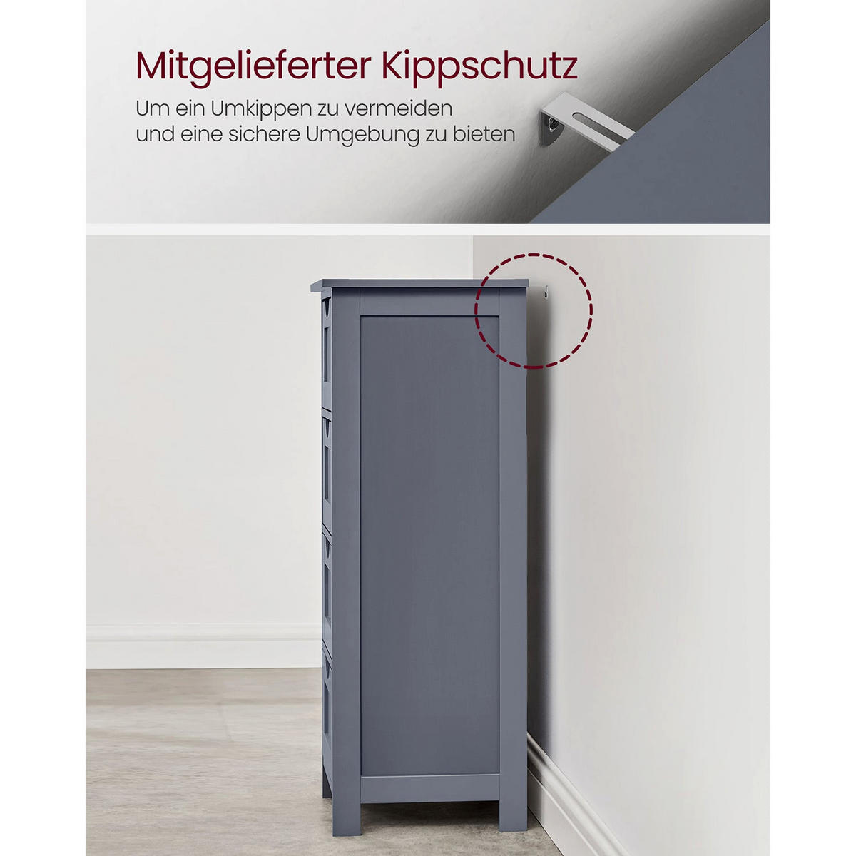 BEISTELLSCHRANK KIGALI - Grau, Holzwerkstoff (30/82/30cm) - Hansiro