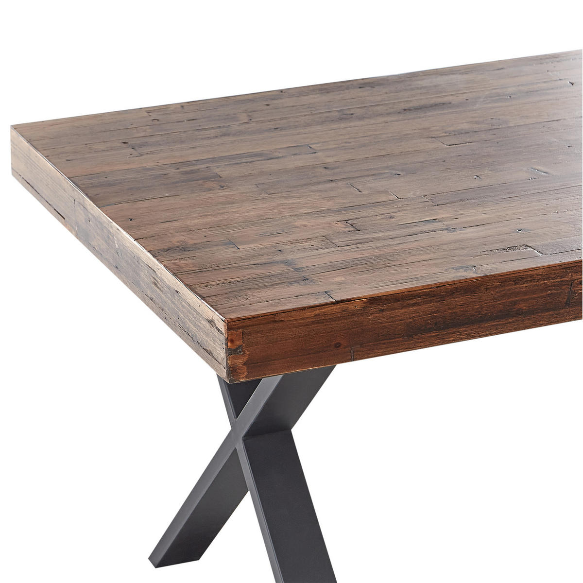 ESSTISCH 160/90 cm Dunkler Holzfarbton/Schwarz Clifton - Dunkelbraun/Schwarz, Holz (160/90/75cm) - Beliani