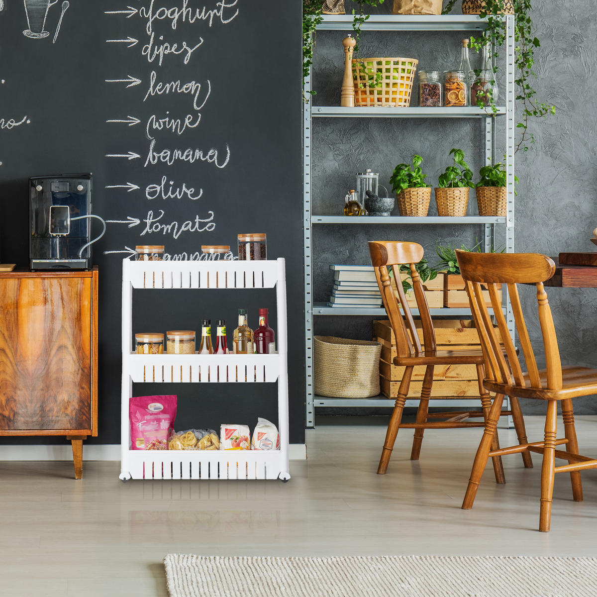 NÍZKY vozík - biela, plast (12.5/71/54cm) - Relaxdays