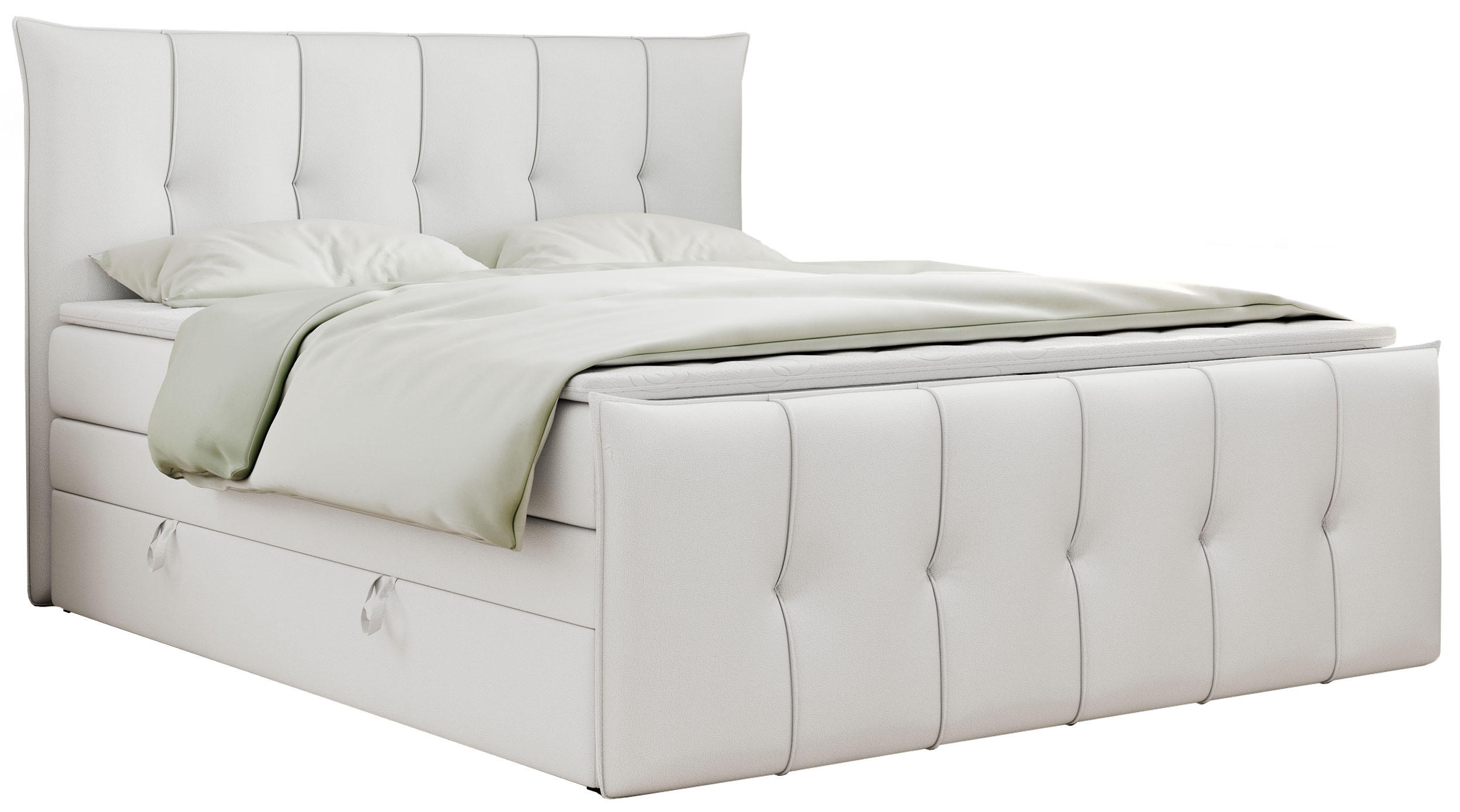 BOXSPRINGBETT PREMIUM 11 KING 140/200 Weiß Kunstleder - H4 - Weiß, Holz/Textil (140/200cm) - MKS