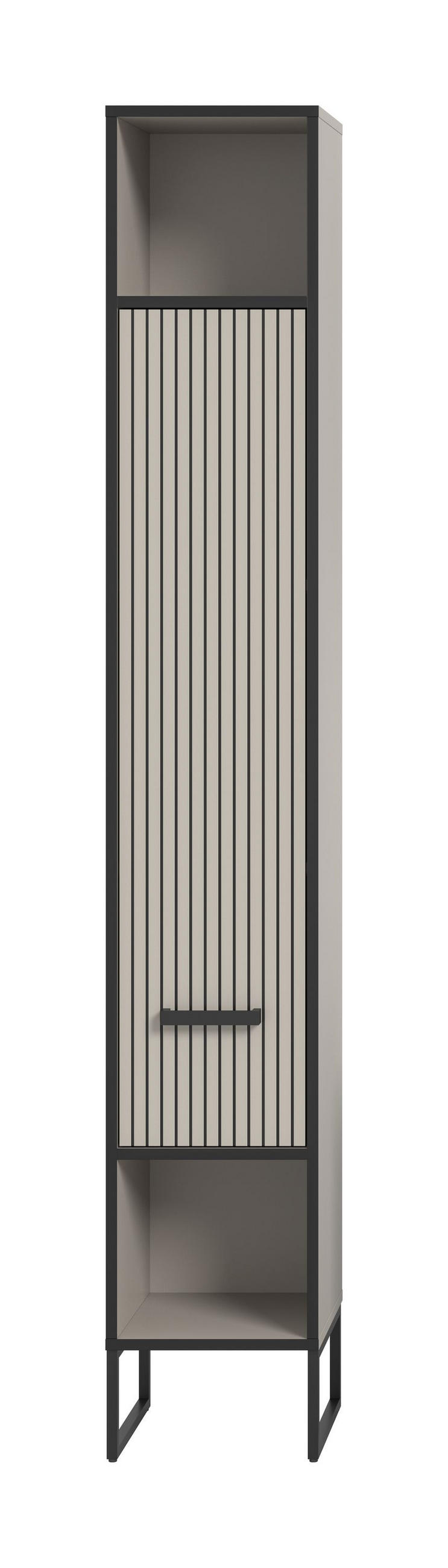 HOCHSCHRANK Bagno Bad in Kaschmir Nachbildung und schwarz - modernes Design - B/H/T: 30x192x32 cm - Kaschmir, Holzwerkstoff (30/192/32cm)