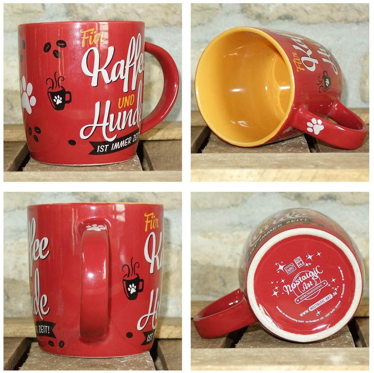 KAFFEETASSE 330 ml PfotenSchild Kaffee & Hunde - Multicolor, Keramik (0.33L) - Nostalgic-Art