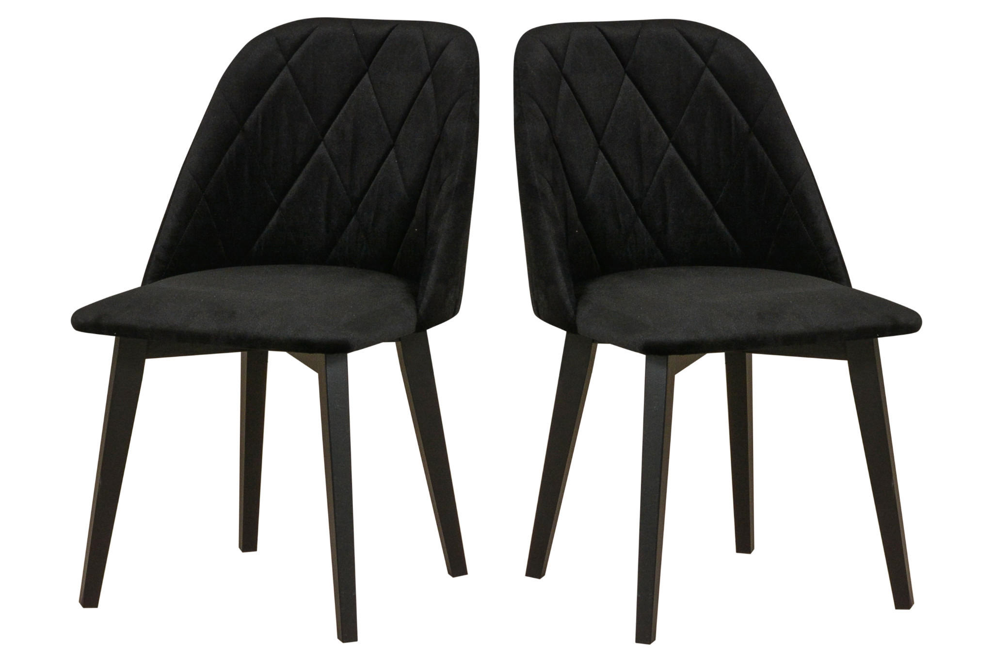 STUHL 2er Set MONTI 3, schwarz, kronos 7, Nähte: Rombus - Schwarz Hochglanz/Schwarz, Holz (48/83/47cm) - Leaf Design