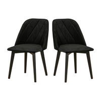 STUHL 2er Set MONTI 3, schwarz, kronos 7, Nähte: Rombus - Schwarz Hochglanz/Schwarz, Holz (48/83/47cm) - Leaf Design